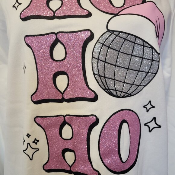 Better Together Christmas Sweatshirt White & Pink With HO, HO, HO Size Large NWT - Picture 4 of 6